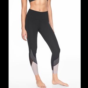 ATHLETA Black Pink Mesh Combo  Leggings Small